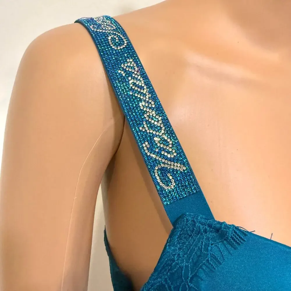 NWT Victoria’s Secret 34C rhinestone strap lace push up corset BC3 3305